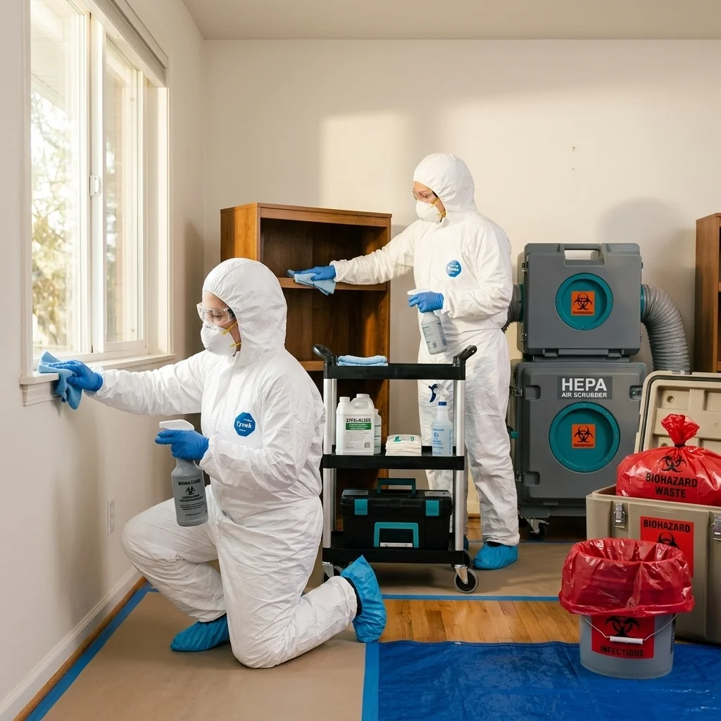 Crime Scene Cleanup Texas | 24/7 - Certified biohazard remediation specialists in full protective gear performing property decontamination in Texas